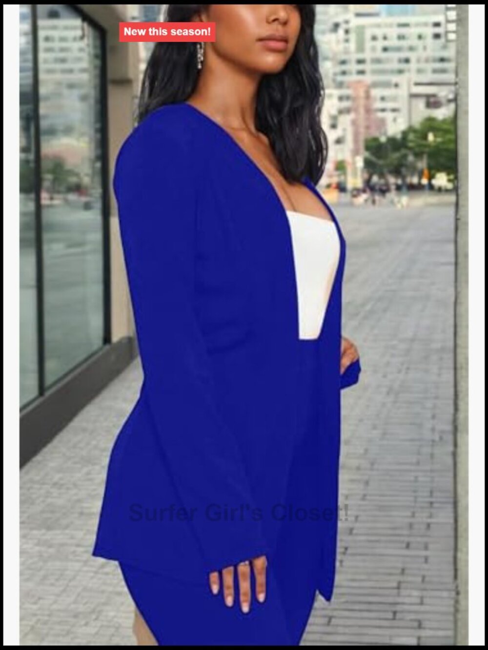 2 Piece Pants Suit Set Long Sleeve Blazer & Pencil Pants Business Office Work - Picture 3 of 7
